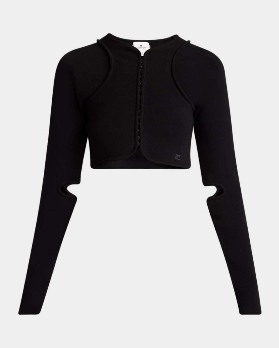 Scuba Knit Cutout Crop Cardigan